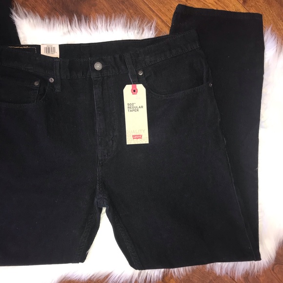 Levi's Men's 502 Taper Corduroy Pants Black Size 31X30